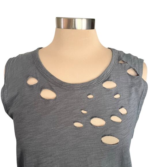 Fantastic Fawn Gray Sleeveless Tee Thrashed Distressed LARGE Punk Grunge Indie - Picture 2 of 6